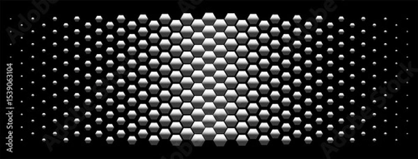 Obraz Halftone hexagons background. Honeycomb. Monochrome. Black and white effects in 3D.