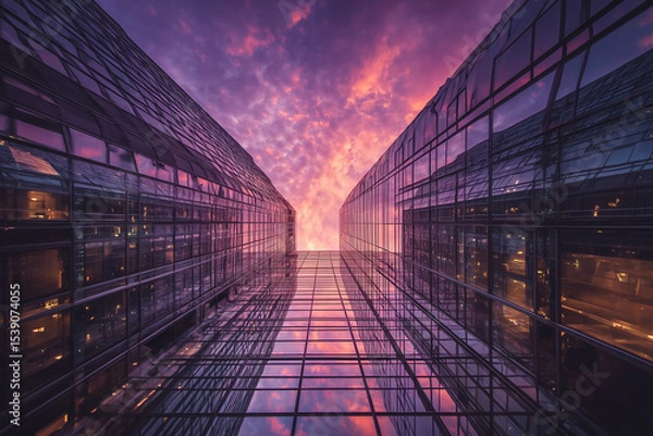 Fototapeta Skyscraper at sunset