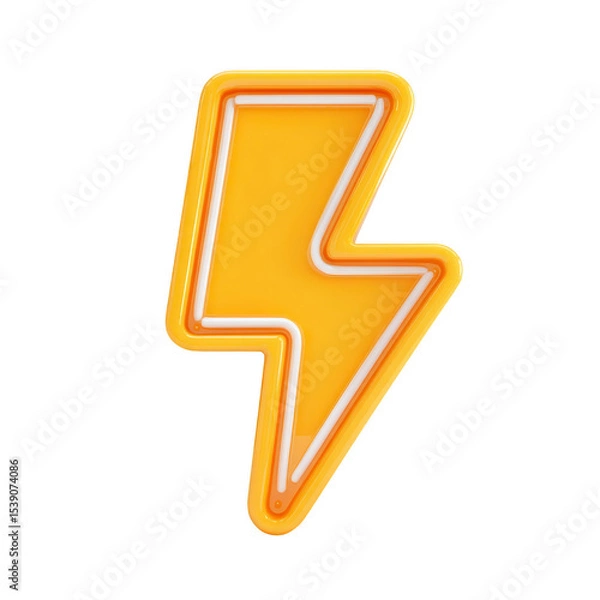 Obraz Bright yellow lightning bolt icon with white outline, symbolizing energy and power. design is simple and modern, often used to represent electricity or high energy in digital media