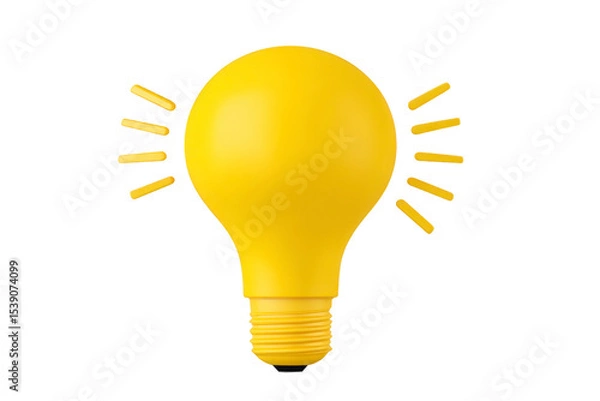 Obraz Bright yellow light bulb icon with rays symbolizes creativity and innovation. simple design conveys ideas and inspiration effectively