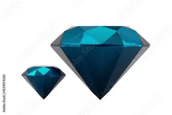 Obraz Shiny blue diamonds with faceted surface reflecting light, creating luxurious and elegant appearance. gemstones are displayed against plain background, emphasizing their brilliance