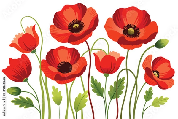 Obraz Vibrant Red Poppies A Stunning Floral Illustration
