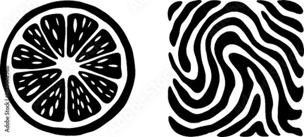 Fototapeta Citrus-inspired artistic design featuring lime slice and abstract pattern