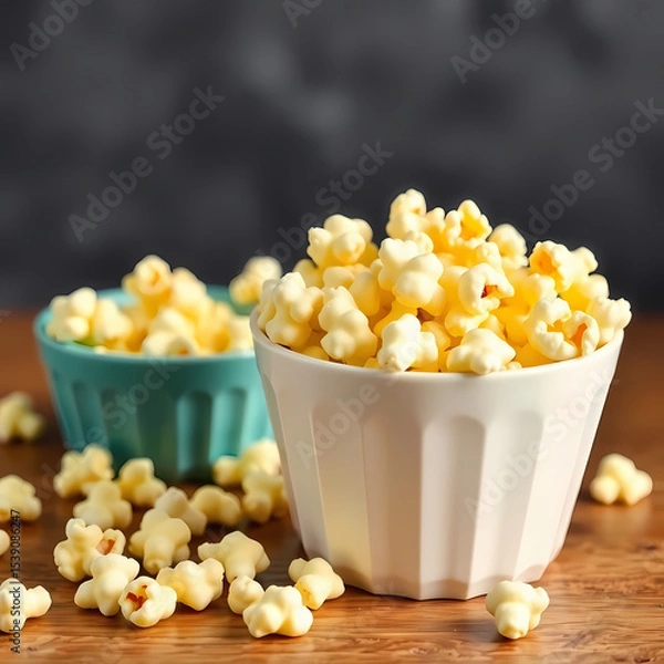Obraz Classic butter popcorn in a bowl, ready for movie night