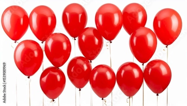 Fototapeta red balloons isolated on white