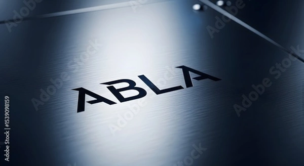 Fototapeta Abla brand identity design on brushed metal surface for corporate branding and marketing campaign use