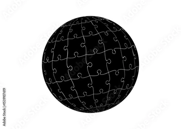 Fototapeta globe within puzzle isolated on transparent background for icon logo tattoo design. vector illustration.
