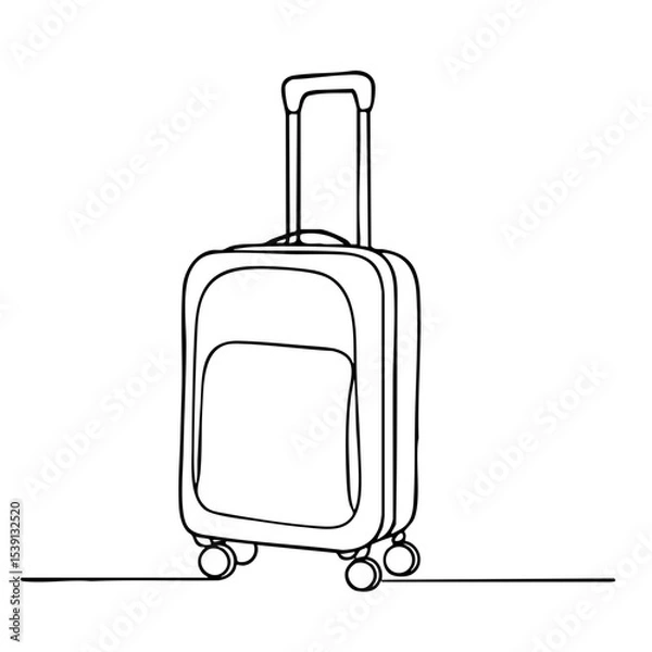 Obraz Vector outline icon of a rolling suitcase with handle, minimalist black line travel symbol