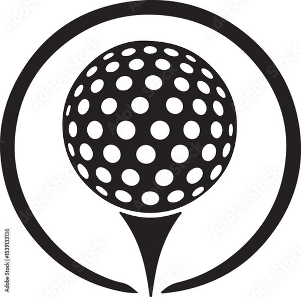 Fototapeta A powerful silhouette of a golfer in action, striking a golf club against a dynamic halftone background.