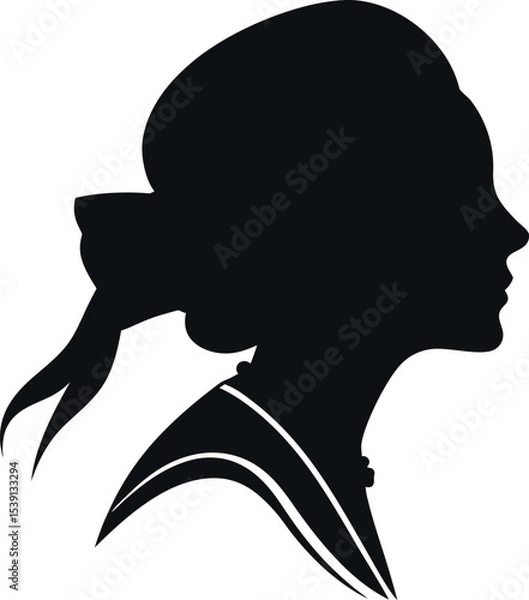 Fototapeta Elegant vintage silhouette of a girl design with white background