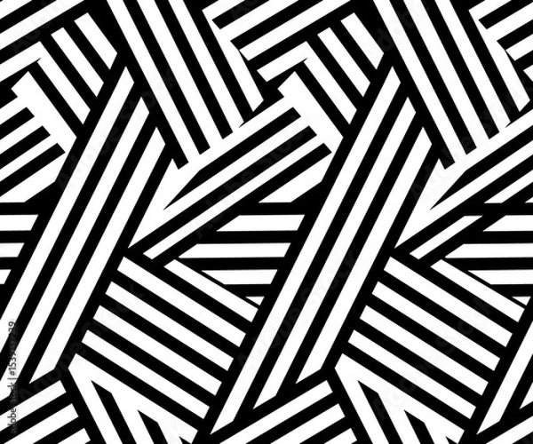 Fototapeta stock photo geometry tile abstract seamless pattern, black and white American design 