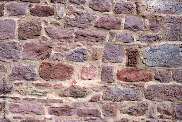 Fototapeta Stone wall texture background - grey stone siding with different sized stones