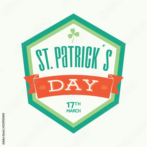 Fototapeta St. Patrick day badge typography message in green and orange colors - vector eps8.eps