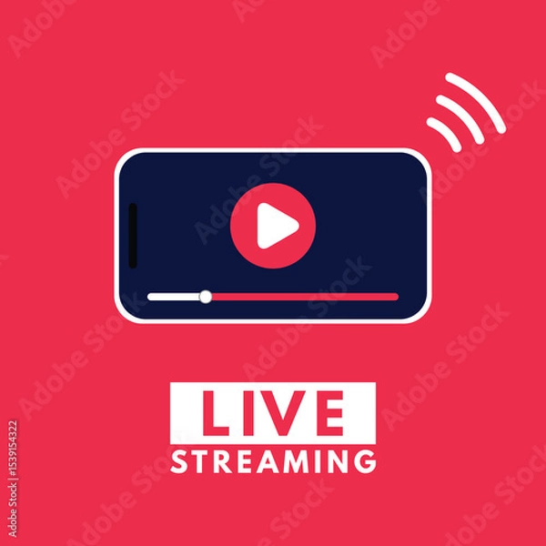 Fototapeta Live streaming flat logo design element with play button - vector eps8.eps