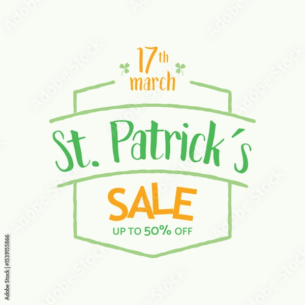 Fototapeta St. Patrick`s Day special offer sale text badge typography - vector eps8.eps