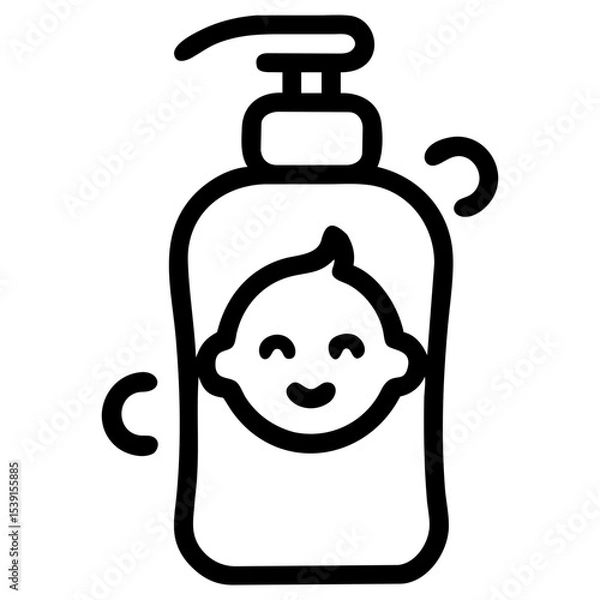 Fototapeta Simple outline icon of baby shampoo bottle in minimalistic style