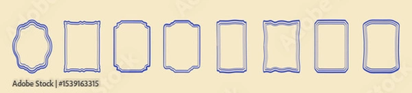 Obraz Cute hand-drawn wavy line frames in a minimal marine style. Vintage geometric borders with curvy edges, perfect for groovy, trendy designs, holiday invites, and minimal decorative projects.