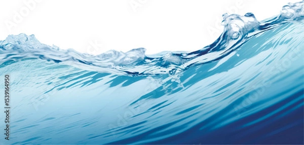 Fototapeta  A vector illustration of a stylized blue water wave with bubbles, on a transparent background.