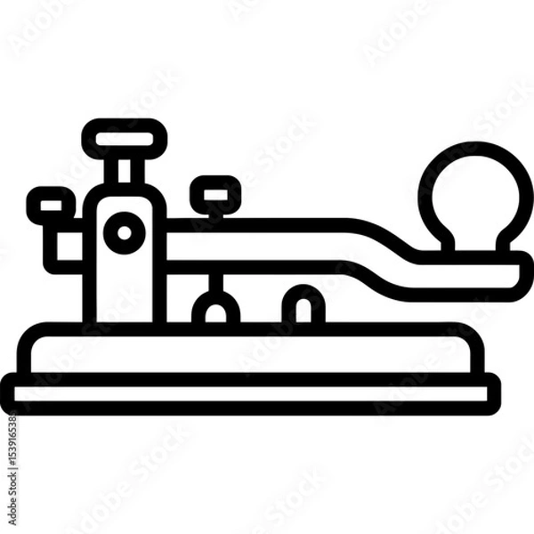 Fototapeta Telegraph key morse code communication device outline icon vector