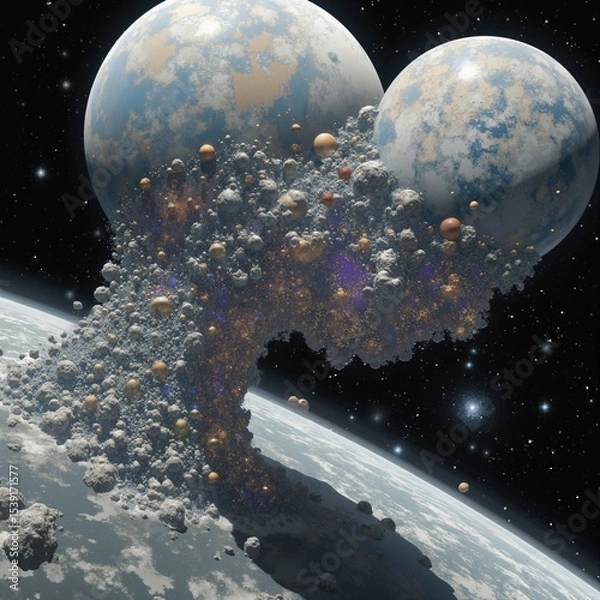 Fototapeta "Celestial Bridge and Twin Planets"
