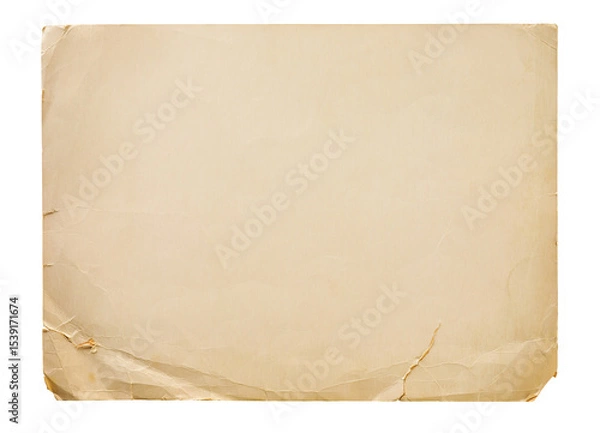 Obraz Old paper sheet texture background isolated on white background with clipping path. Element for design.