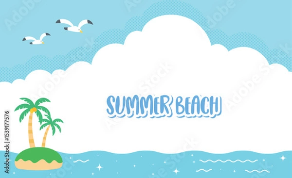 Fototapeta A bright and colorful summer beach scene vector illustration.  summer background