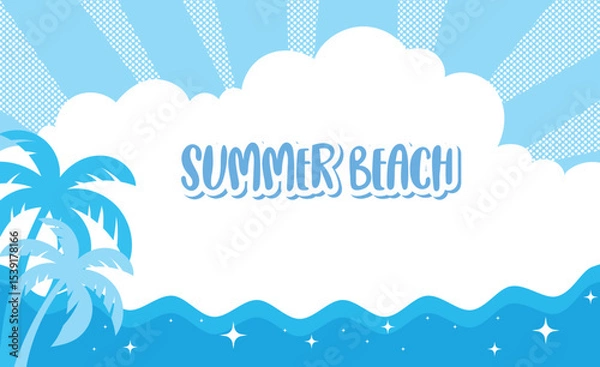 Fototapeta A bright and colorful summer beach scene vector illustration.  summer background
