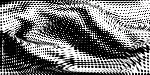 Fototapeta Dotted halftone gradient texture. Vanishing polka dot background. Repeating dots gradation pattern background. Black fading comic pop art overlay backdrop. Raster effect wallpaper. Vector halftone