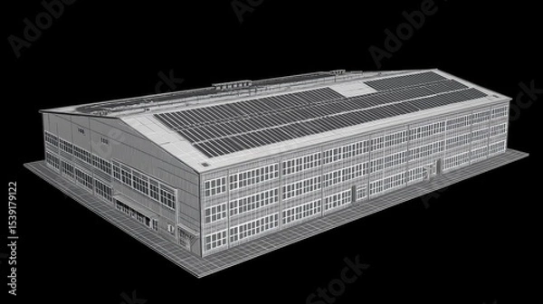 Obraz Industrial building model, showing detailed structure.