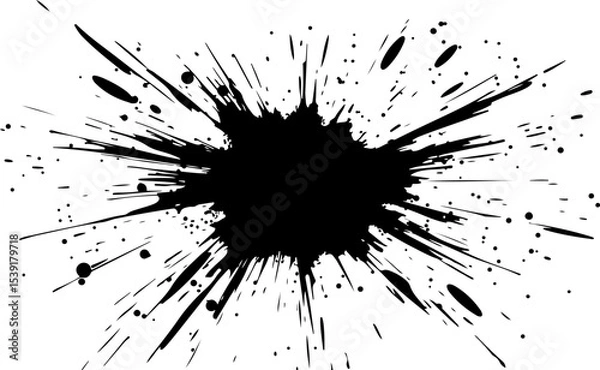 Obraz abstract black paint and ink splatter