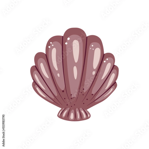 Fototapeta Hand drawn vector illustration of a mussel in flat cartoon stylisation. Seashell isolated drawing. Marine element. Sea creatures