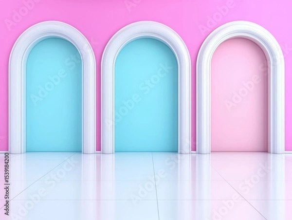 Fototapeta Pastel archways.  Empty rooms