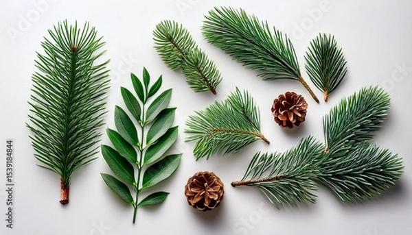 Fototapeta assorted evergreen branches 3