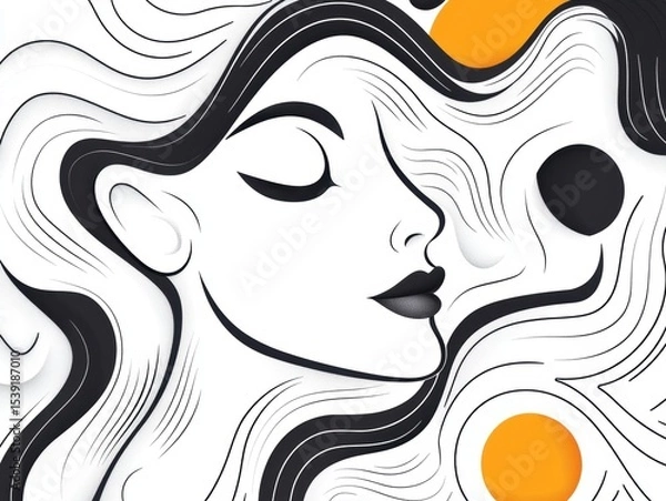 Fototapeta Abstract Woman Profile, Curls & Shapes