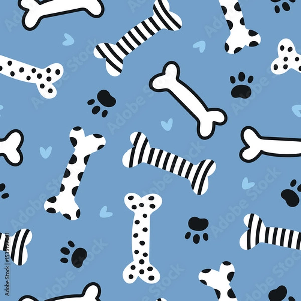 Fototapeta Dog Bones Pattern Hand drawn Bones Background