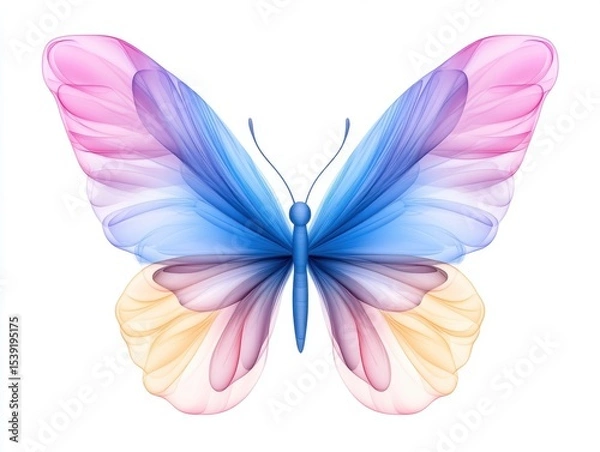 Fototapeta Delicate, translucent butterfly with pastel colors