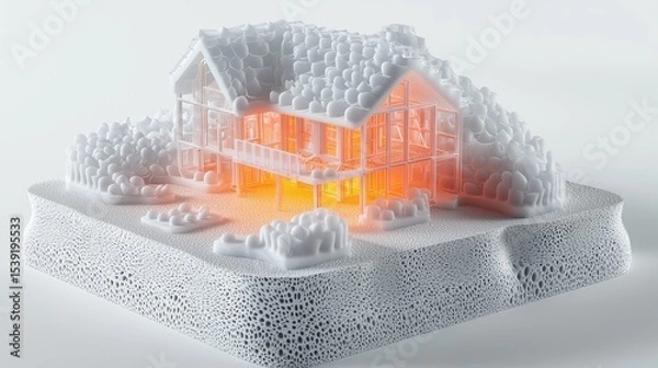 Obraz Detailed model of a house on a textured base.