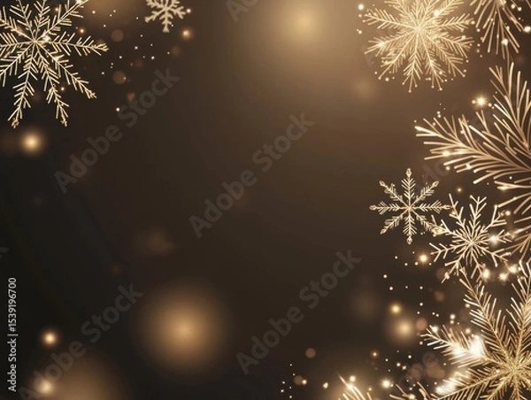 Fototapeta Golden Snowflake Border