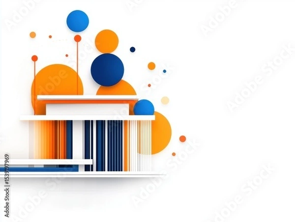 Fototapeta Abstract architectural design with colorful circles and lines