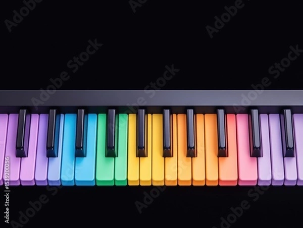 Fototapeta Colorful keyboard keys on black background
