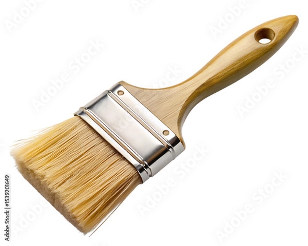 Obraz Paint brush with wooden handle on transparent background