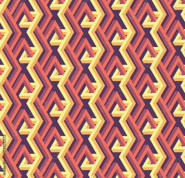 Fototapeta Three-Tone Geometric ZigZag Seamless Pattern -vector eps8