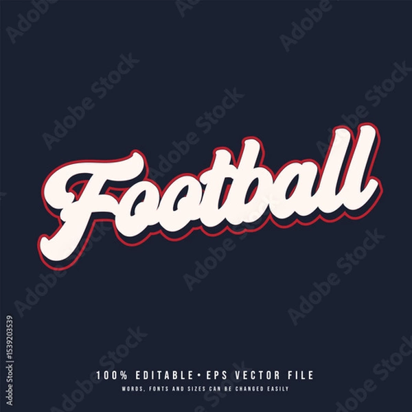 Fototapeta Football text effect vector. Editable college t-shirt design printable text effect vector.