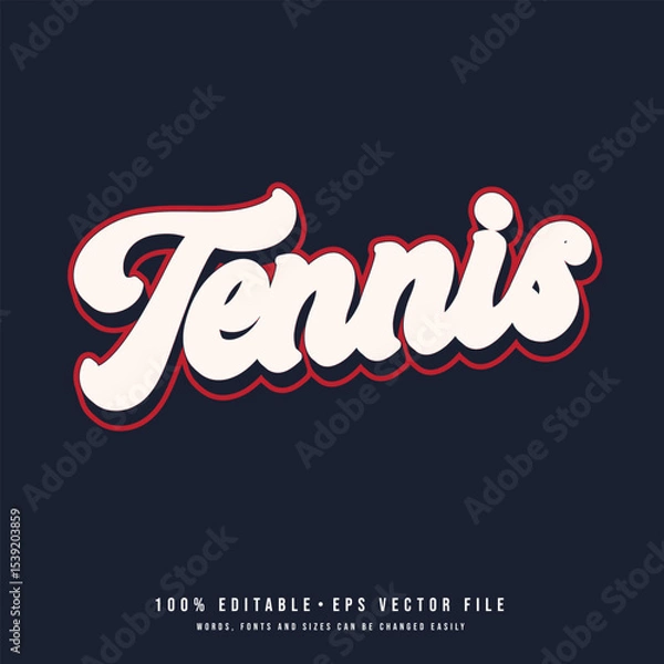 Fototapeta Tennis text effect vector. Editable college t-shirt design printable text effect vector.	