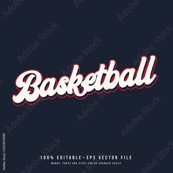 Fototapeta Basketball text effect vector. Editable college t-shirt design printable text effect vector.	