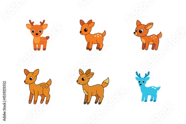 Fototapeta Different dear flat color bundle design