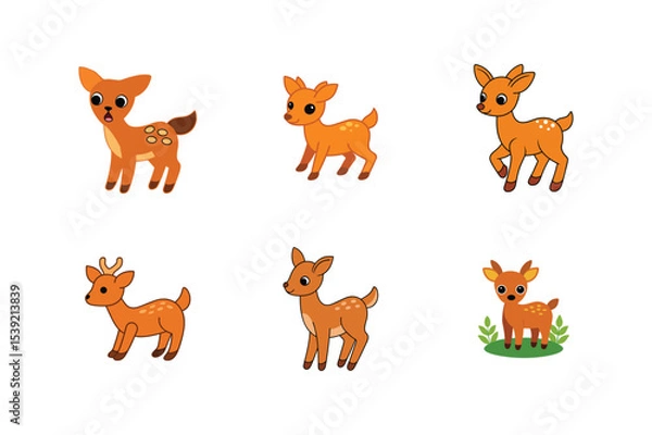 Fototapeta Different dear flat color bundle design