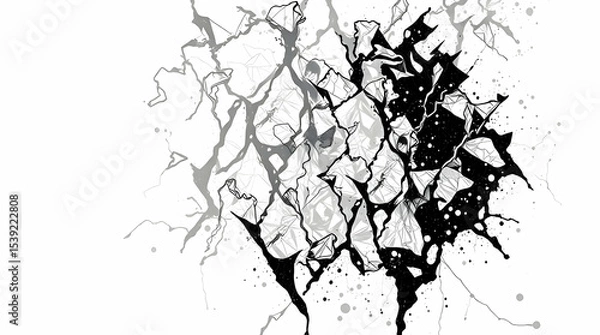 Obraz Abstract black and white grunge crumpled foil, texture background, wallpaper, backdrop, graphic resource