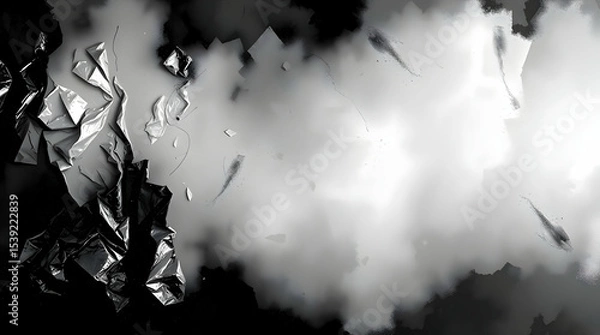 Obraz Abstract black and white grunge crumpled foil, texture background, wallpaper, backdrop, graphic resource
