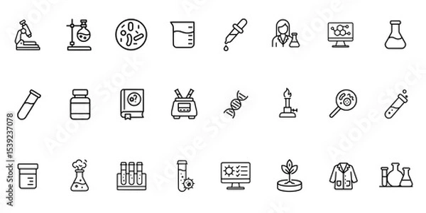 Obraz Science and Laboratory Outline Icons Collection for Research and Education